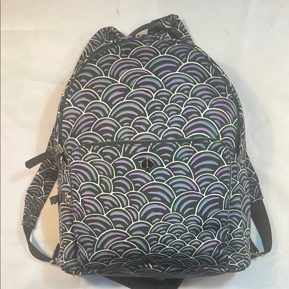 Kate Spade Purple and Black Backpack with Scallop Design